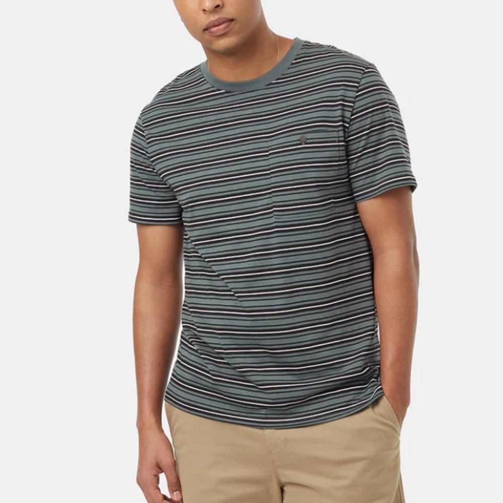 TreeBlend Stripe Button‎ Pocket T-Shirt size Large